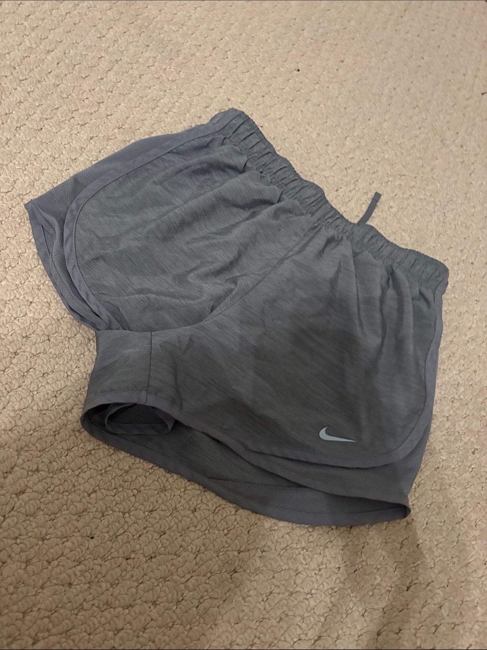 Nike Light Gray Athletic Shorts with Swoosh
